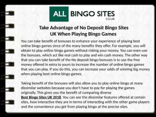 Take Advantage of No Deposit Bingo Sites UK When Playing Bingo Games.pptx